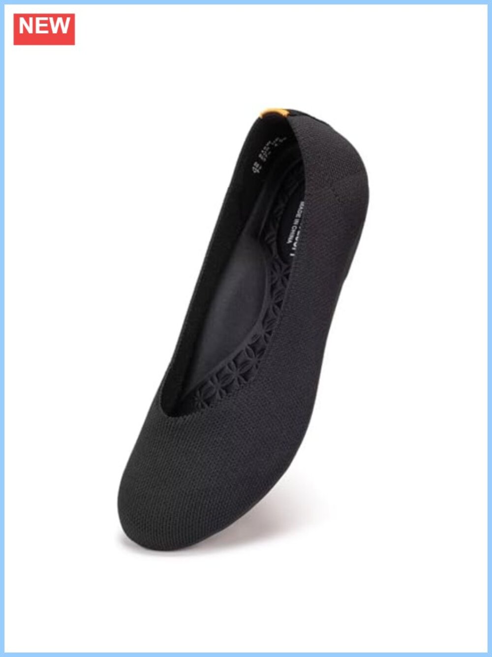 Women's Wide Width Ballet Flats Round Toe Knit Arch Support Slip On Shoes